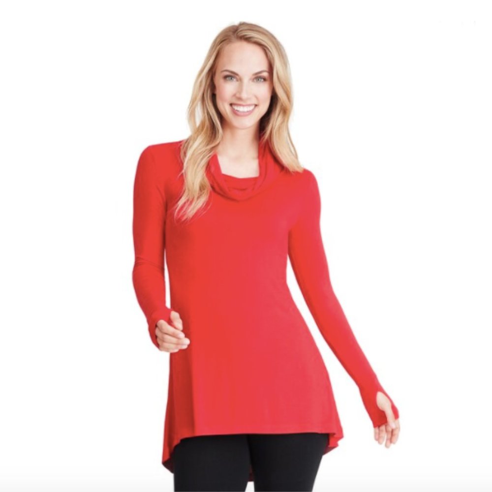 Cuddl Duds Softwear Stretch Cowlneck Tunic in TEAL